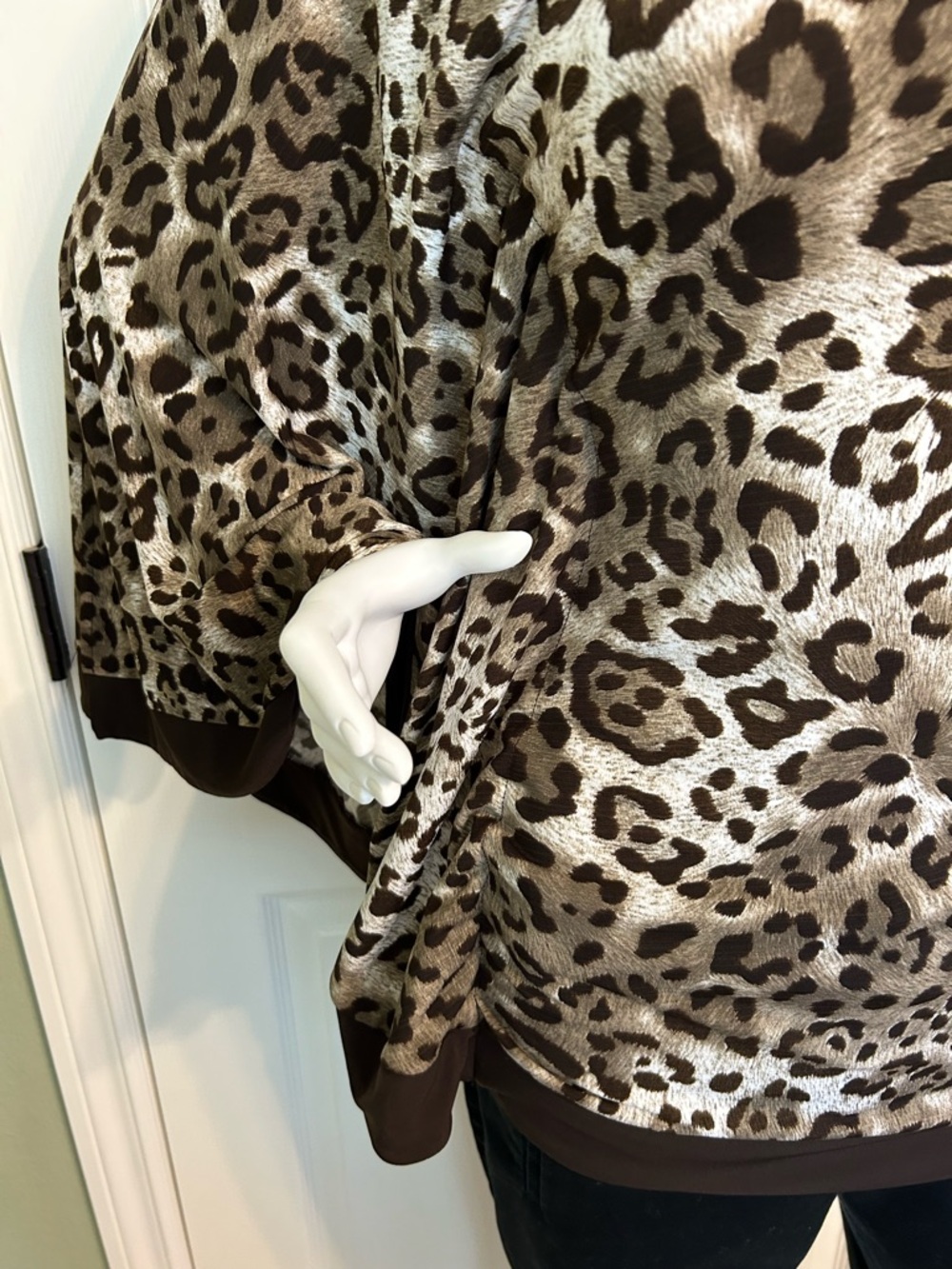 grass collection Brown and Taupe Leopard Print One-Shoulder Top - Picture 2 of 6